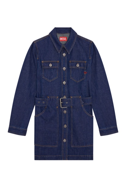 De-Minty Belted Mini-Dress Diesel UK Dark Blue