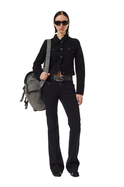 Diesel UK De-Slimmy Trucker Jacket In Black/Dark Grey