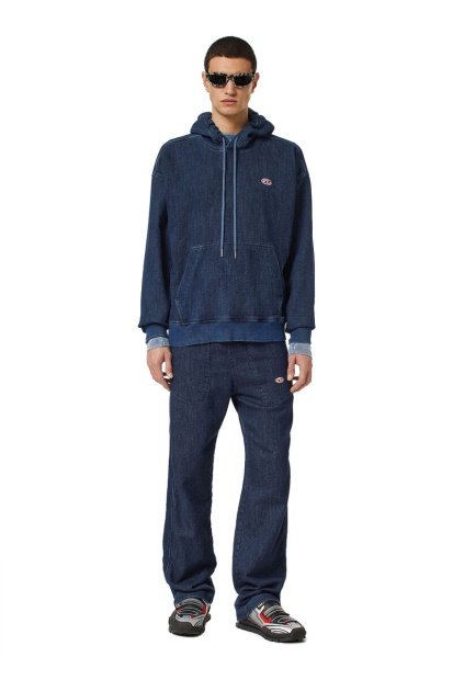 D-Um-Rib Track Denim Hoodie Diesel UK In Dark Blue