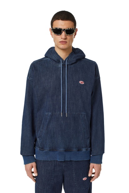 D-Um-Rib Track Denim Hoodie Diesel UK In Dark Blue