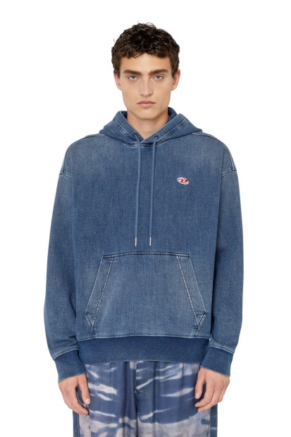 Medium Blue Diesel UK D-Um-Rib Track Denim Hoodie
