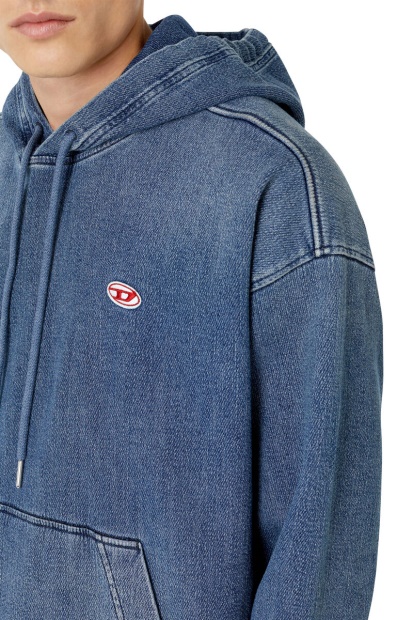 Medium Blue Diesel UK D-Um-Rib Track Denim Hoodie