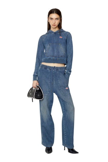 D-Angy Track Denim Hoodie Diesel UK Dark Blue