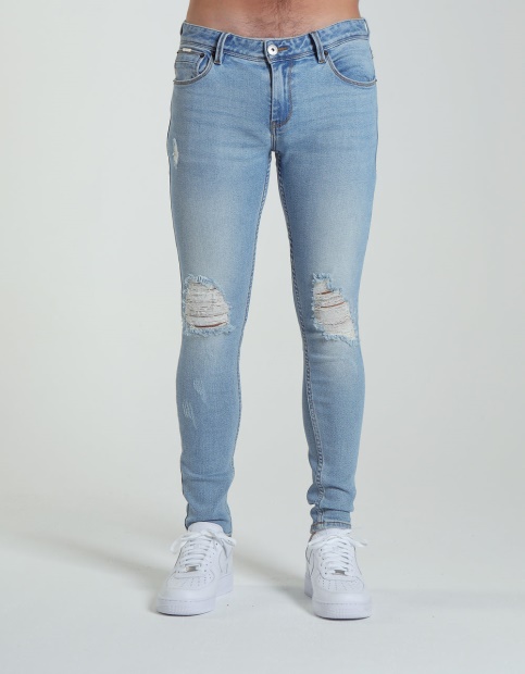 Saxon Skinny Fit Ocean Diesel UK Light Blue