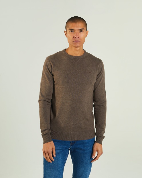 Diesel UK Dylan Round Neck Walnut Wood Marl Brown