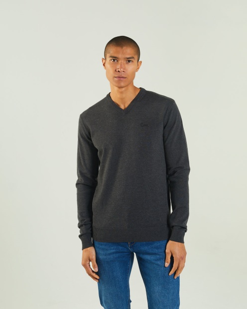 Tony V Neck Charcoal Marl Diesel UK Dark Grey