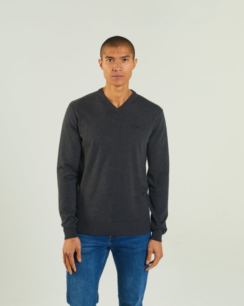Tony V Neck Charcoal Marl Diesel UK Dark Grey