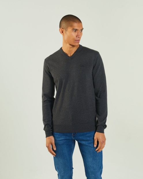 Tony V Neck Charcoal Marl Diesel UK Dark Grey
