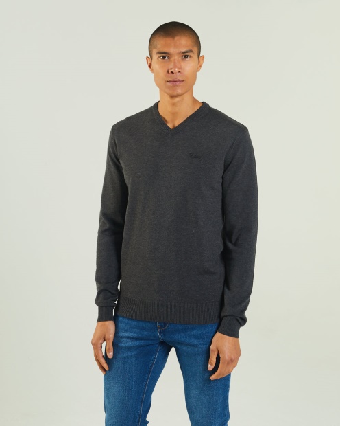 Tony V Neck Charcoal Marl Diesel UK Dark Grey