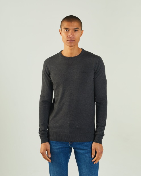 Diesel UK Dylan Round Neck Charcoal Marl Dark Grey