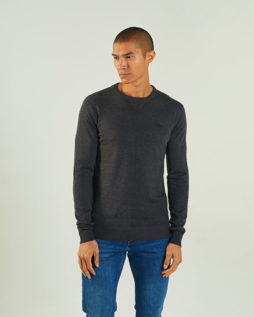 Diesel UK Dylan Round Neck Charcoal Marl Dark Grey