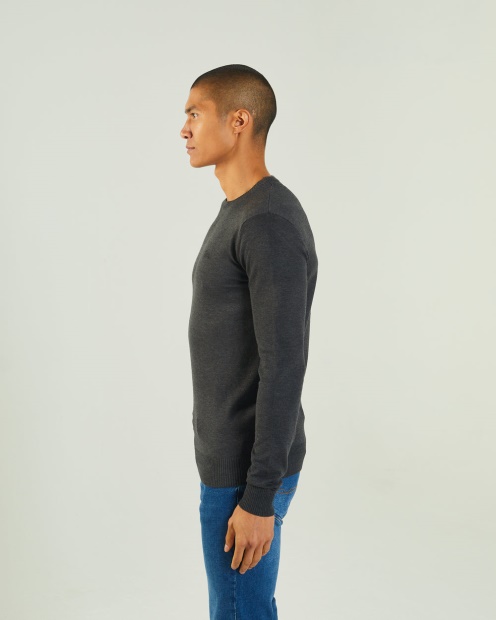 Diesel UK Dylan Round Neck Charcoal Marl Dark Grey