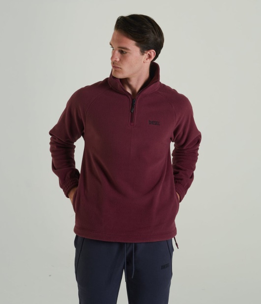 Diesel UK Trojan Fleece Half Zip Berry Wine