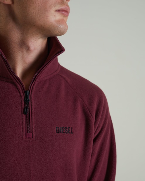 Diesel UK Trojan Fleece Half Zip Berry Wine