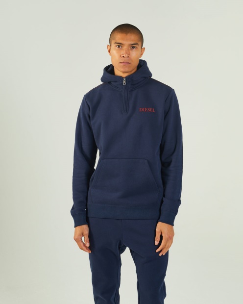 Diesel UK Hagen Half-Zip Hood Navy Blazer