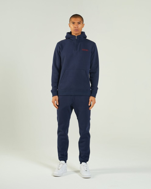 Diesel UK Hagen Half-Zip Hood Navy Blazer