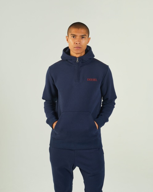 Diesel UK Hagen Half-Zip Hood Navy Blazer
