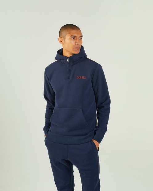Diesel UK Hagen Half-Zip Hood Navy Blazer