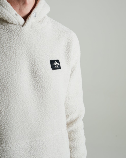 Diesel UK Arctic Fleece Hoodie Clay Ivory