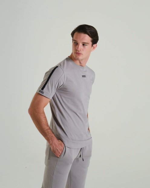 Light Grey Tiberius Tee Fossil Stone Diesel UK