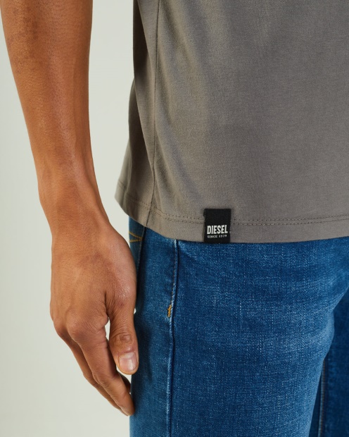 Grey Basic Scott O Neck Tee Rock Climb Diesel UK