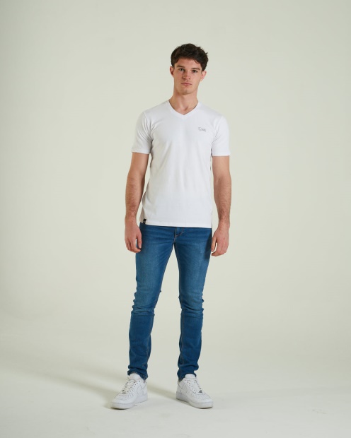 White Basic Scott V Neck Tee Optic Diesel UK