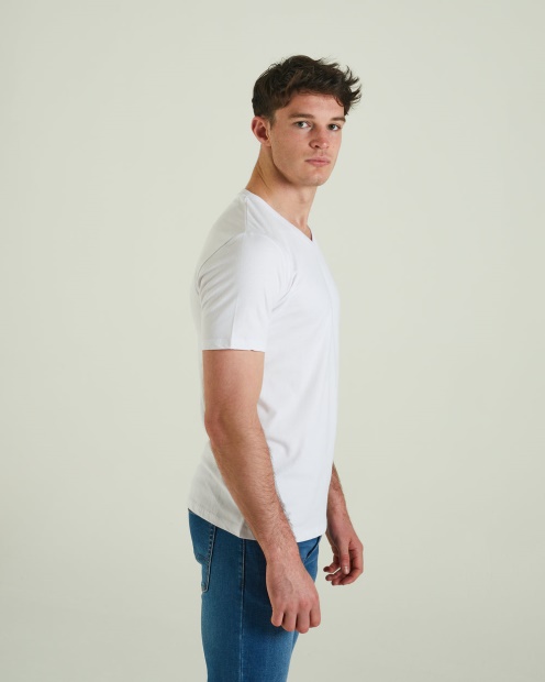 White Basic Scott V Neck Tee Optic Diesel UK