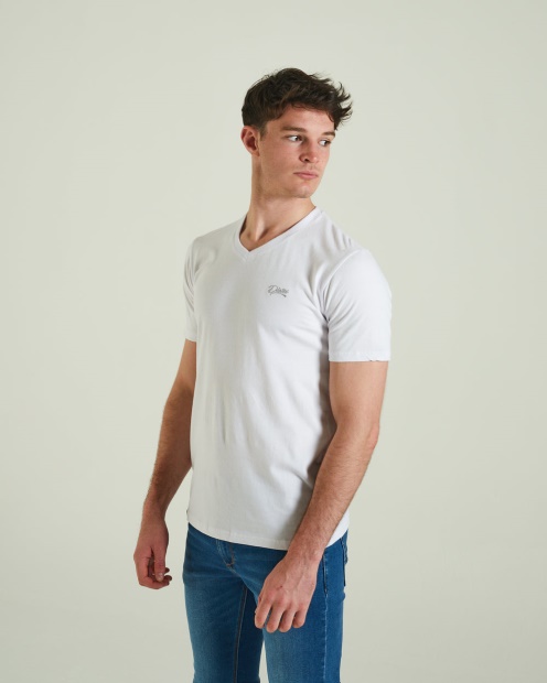 White Basic Scott V Neck Tee Optic Diesel UK