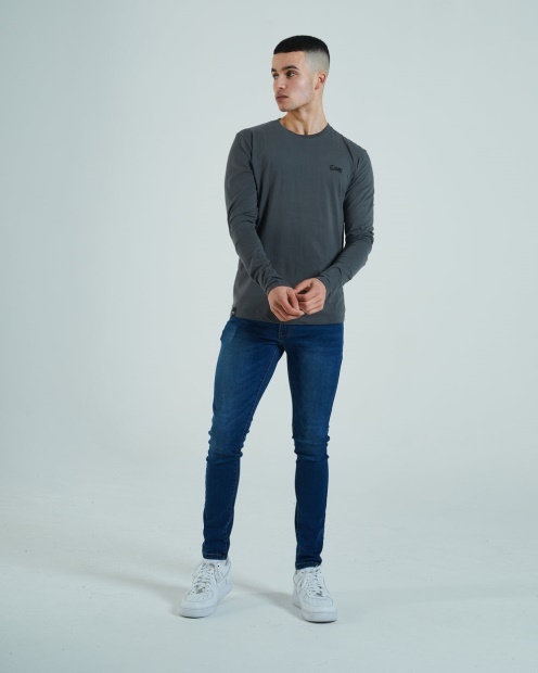 Basic Scott L/S Tee Granite Diesel UK Grey