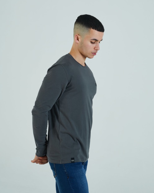 Basic Scott L/S Tee Granite Diesel UK Grey
