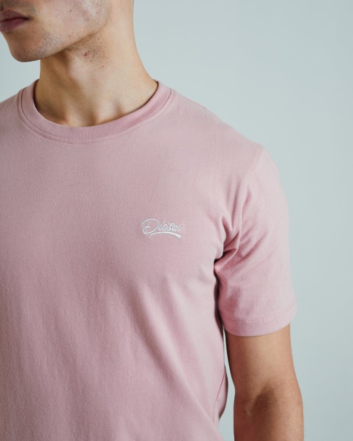 Diesel UK Basic Scott O Neck Tee Cherry Pink