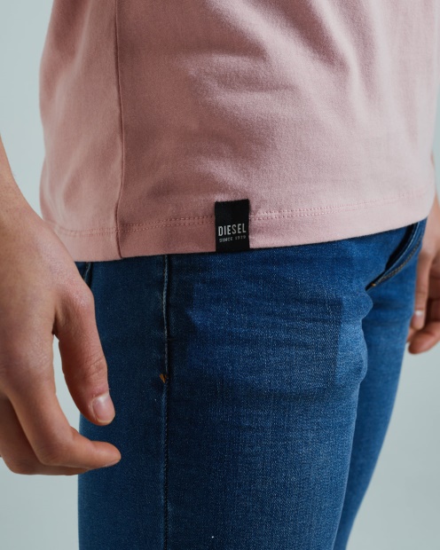 Diesel UK Basic Scott O Neck Tee Cherry Pink