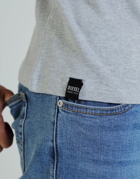 Light Grey Basic Scott O Neck Tee Pebble Diesel UK