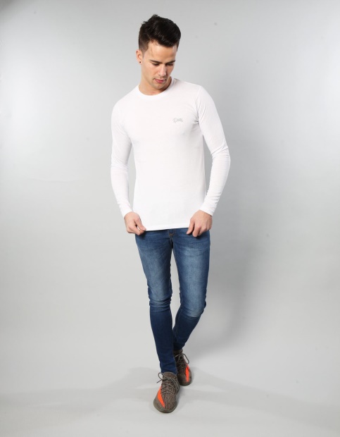 Basic Scott L/S Tee Optic Diesel UK White