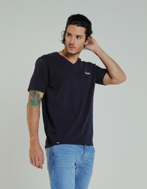 Basic Scott V Neck Tee Pure Diesel UK Navy