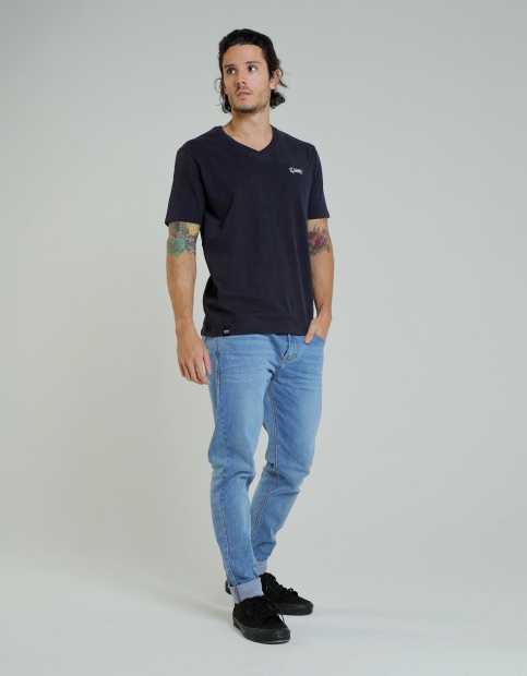 Basic Scott V Neck Tee Pure Diesel UK Navy