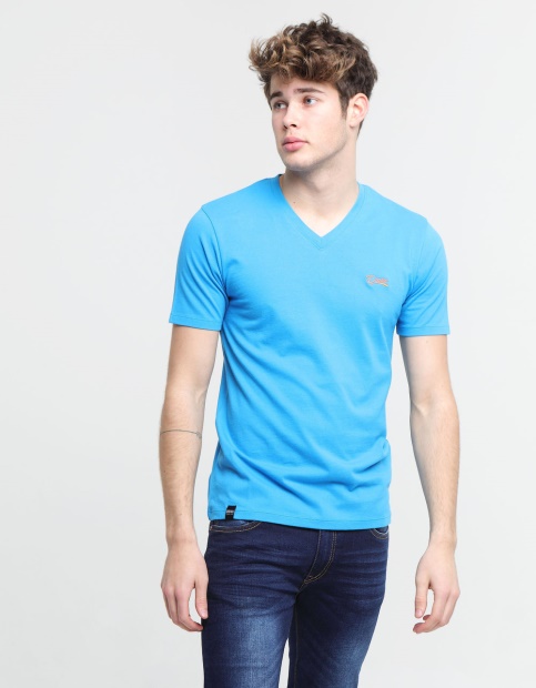 Basic Scott V Neck Tee Egyptian Diesel UK Blue