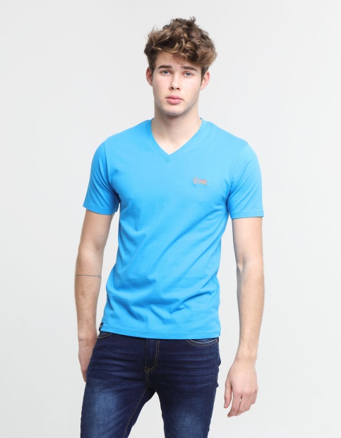 Basic Scott V Neck Tee Egyptian Diesel UK Blue