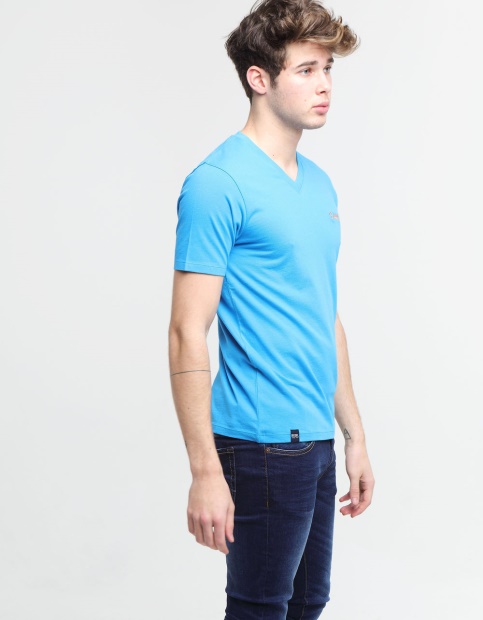 Basic Scott V Neck Tee Egyptian Diesel UK Blue