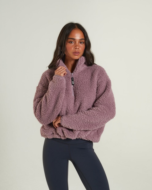 Kylie Fleece Half Zip Rosy Purple Diesel UK Pink