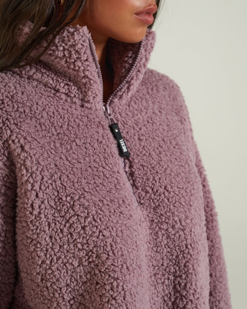 Kylie Fleece Half Zip Rosy Purple Diesel UK Pink