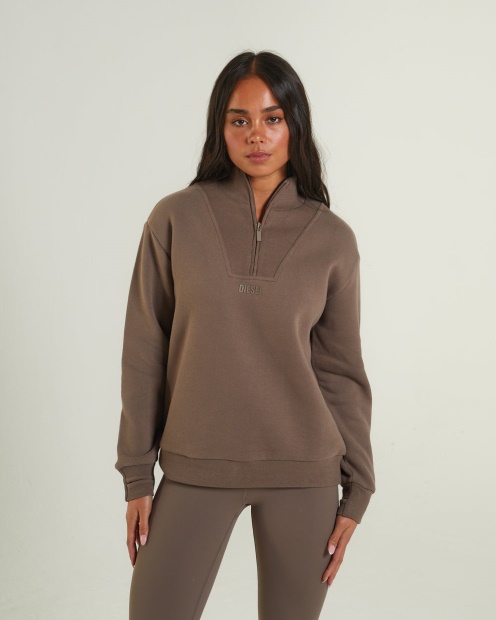 Brown Diesel UK Angel Half Zip Taupe