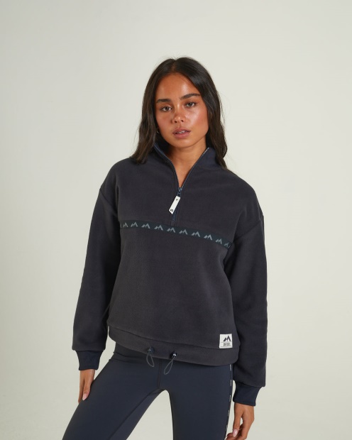 Dark Grey Diesel UK Darina Fleece Half Zip Deep Slate