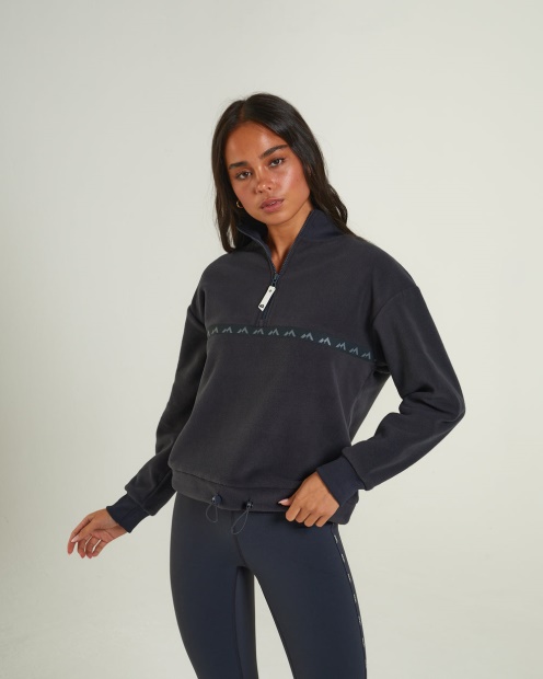 Dark Grey Diesel UK Darina Fleece Half Zip Deep Slate