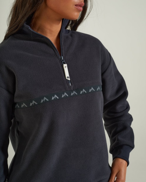 Dark Grey Diesel UK Darina Fleece Half Zip Deep Slate