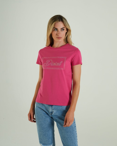 Pink/Light Grey Diesel UK Hattie T-Shirt Flirty Fuchsia