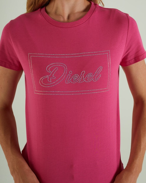 Pink/Light Grey Diesel UK Hattie T-Shirt Flirty Fuchsia