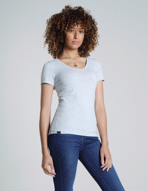 Light Grey Diesel UK Clara V Neck Basic Pebble