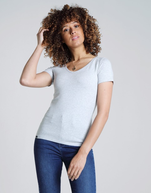 Light Grey Diesel UK Clara V Neck Basic Pebble
