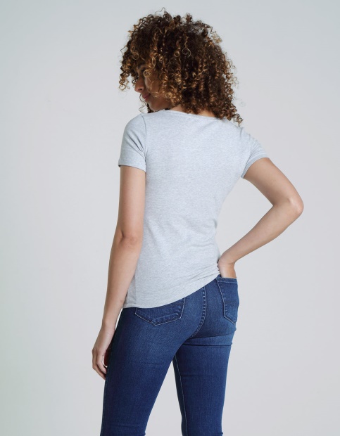 Light Grey Diesel UK Clara V Neck Basic Pebble